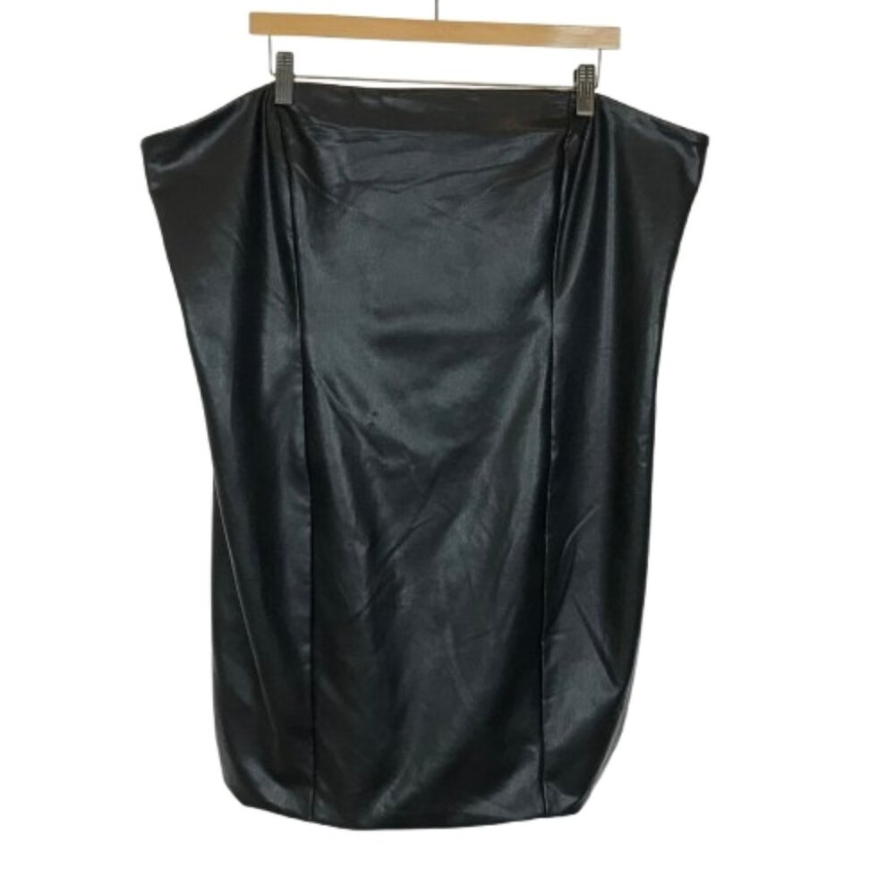 NWT Avec Les Filles Women Plus Size 2X Merna Micro Mini Faux Leather Dress NEW